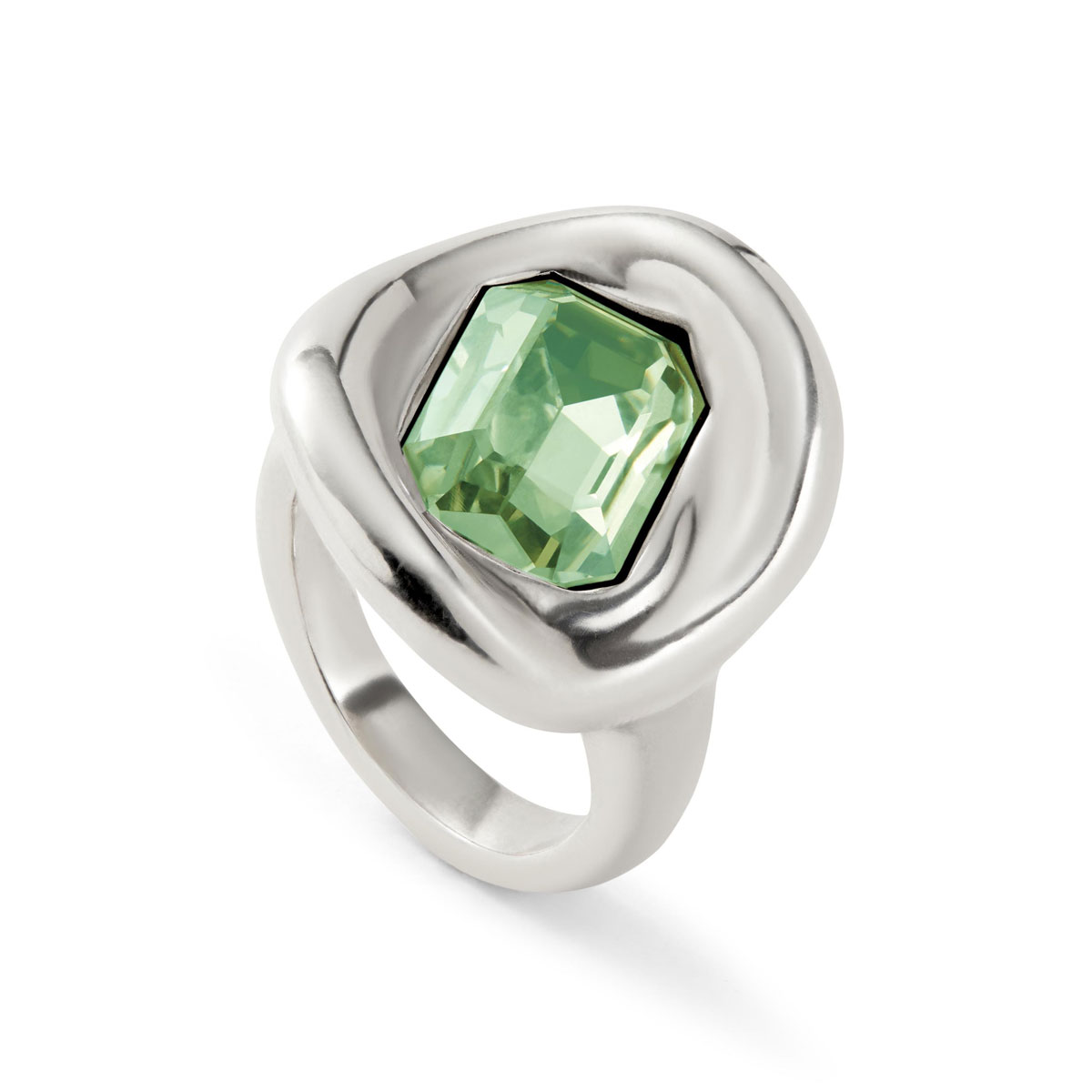 Кольцо Ser Valiente со светло-зеленым кристаллом, с серебром