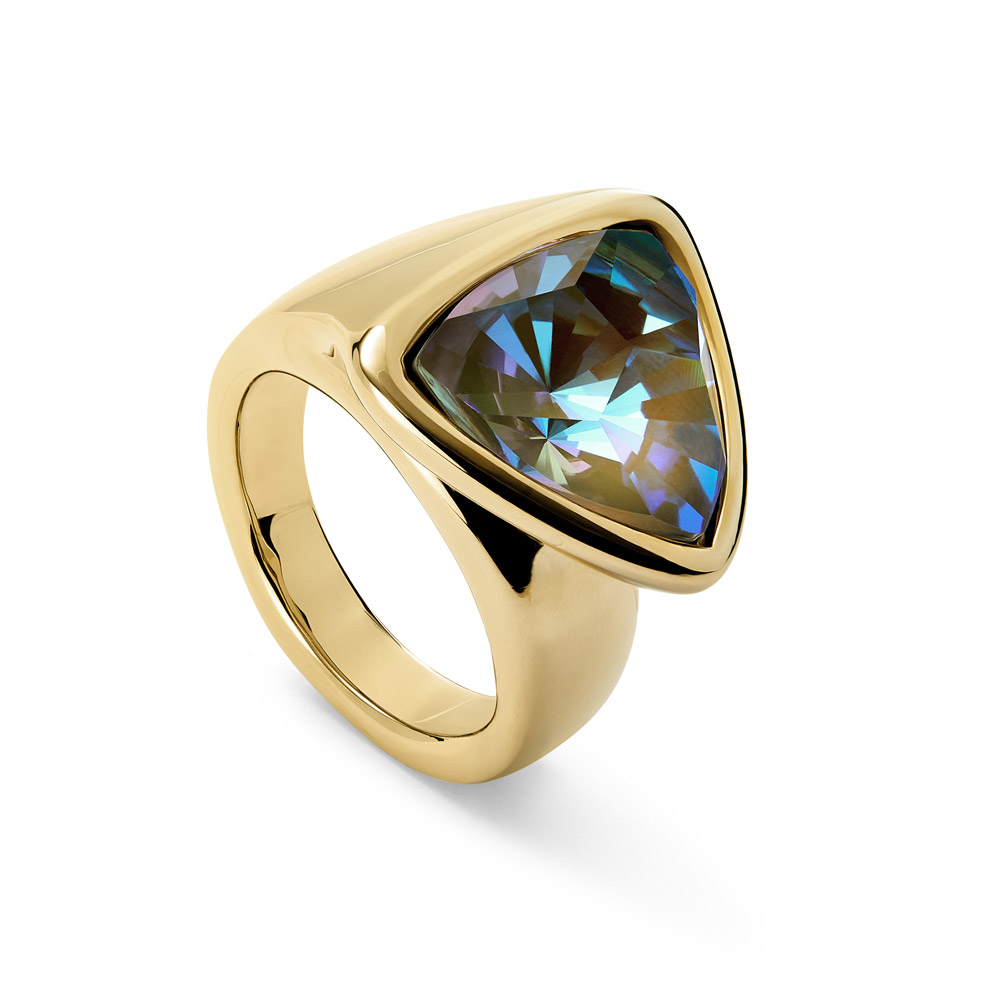 Кольцо Ser Camaleonica с кристаллом-хамелеоном, с золотом
