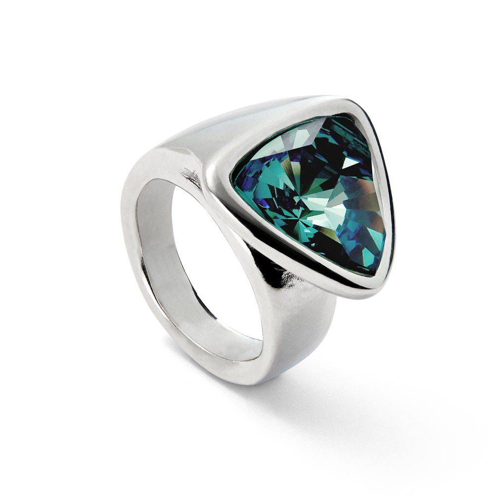 Кольцо Ser Camaleonica с зеленым кристаллом, с серебром