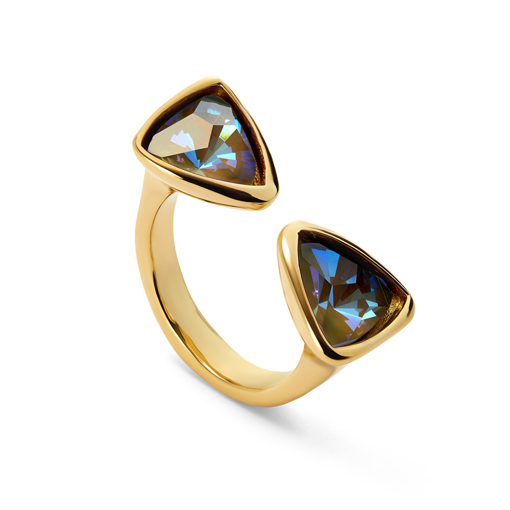 Кольцо Ser Camaleonica с кристаллами-хамелеонами, с золотом