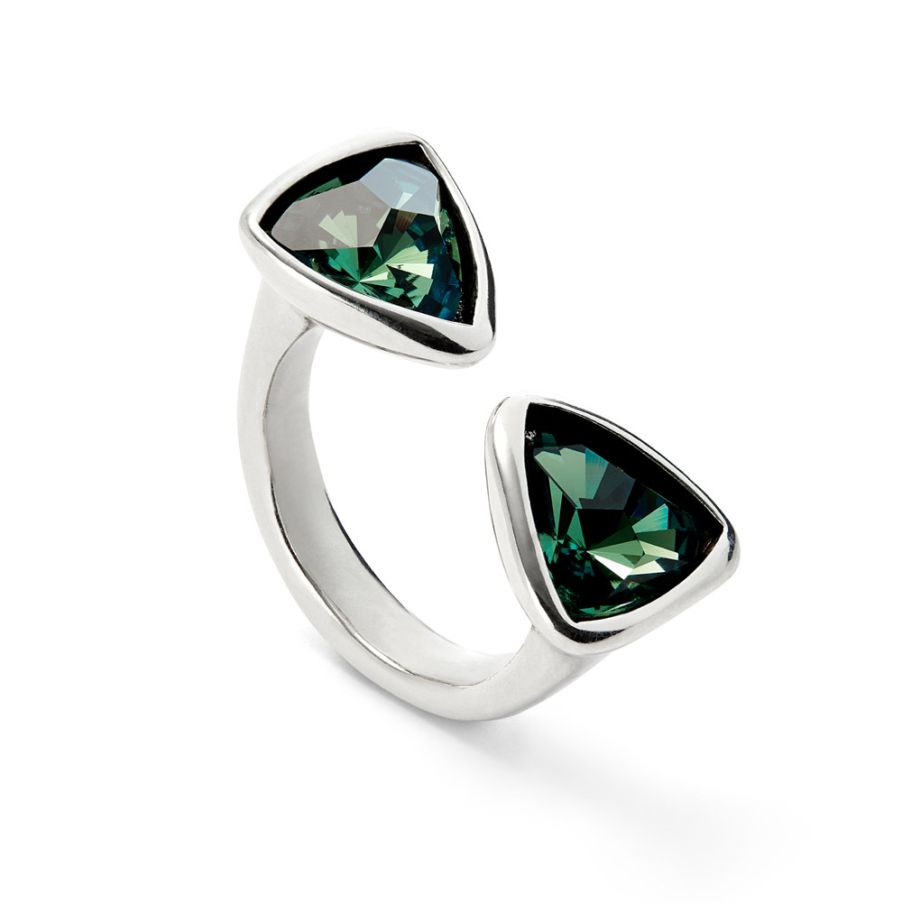Кольцо Ser Camaleonica с зелеными кристаллами, с серебром