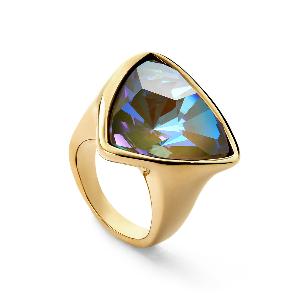 Кольцо Ser Camaleonica с кристаллом-хамелеоном, с золотом