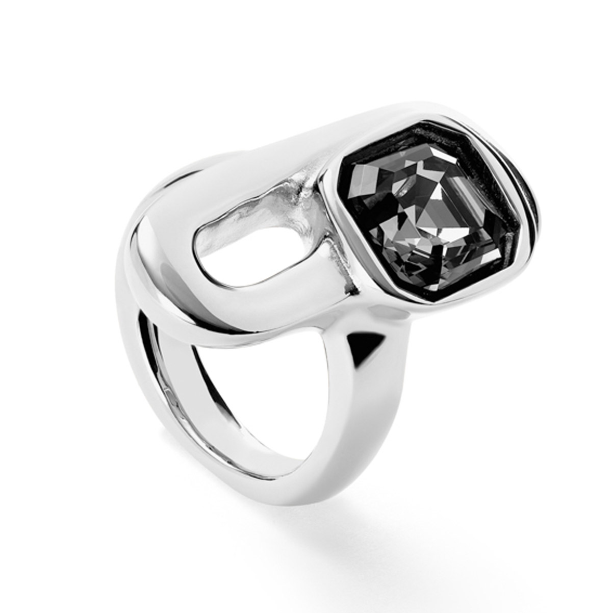 Кольцо Ser Expresiva с черным кристаллом, с серебром