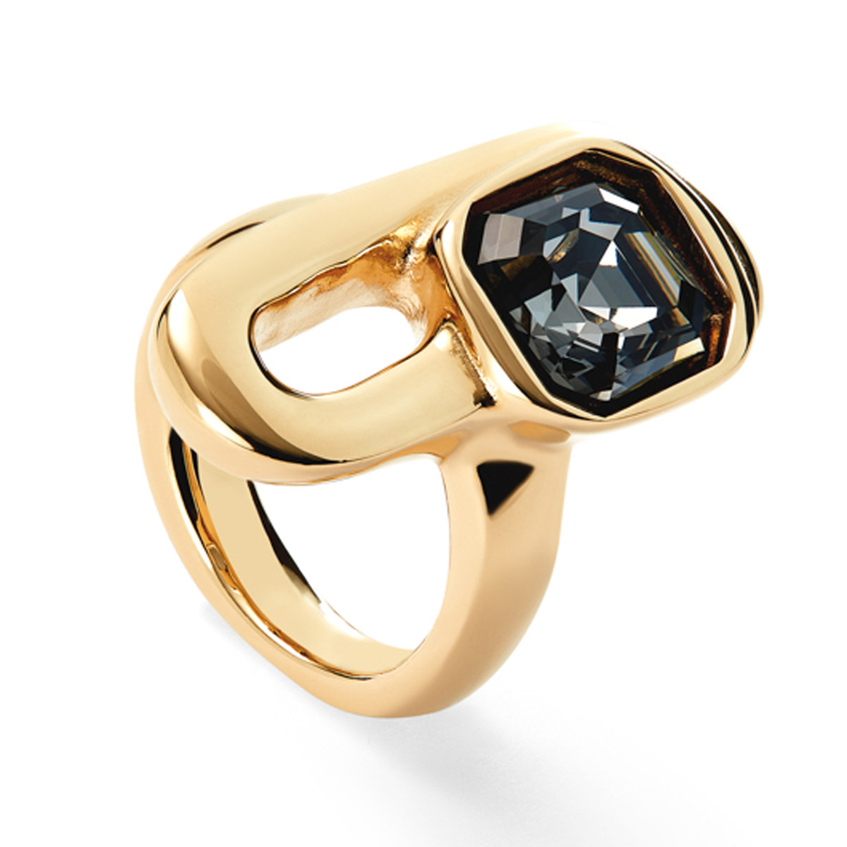 Кольцо Ser Expresiva с черным кристаллом, с золотом