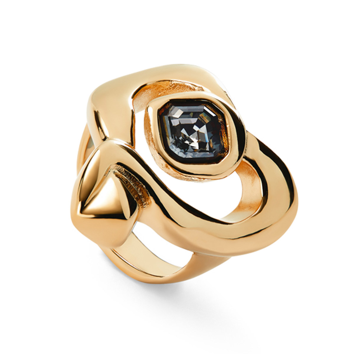 Кольцо Ser Expresiva с черным кристаллом, с золотом