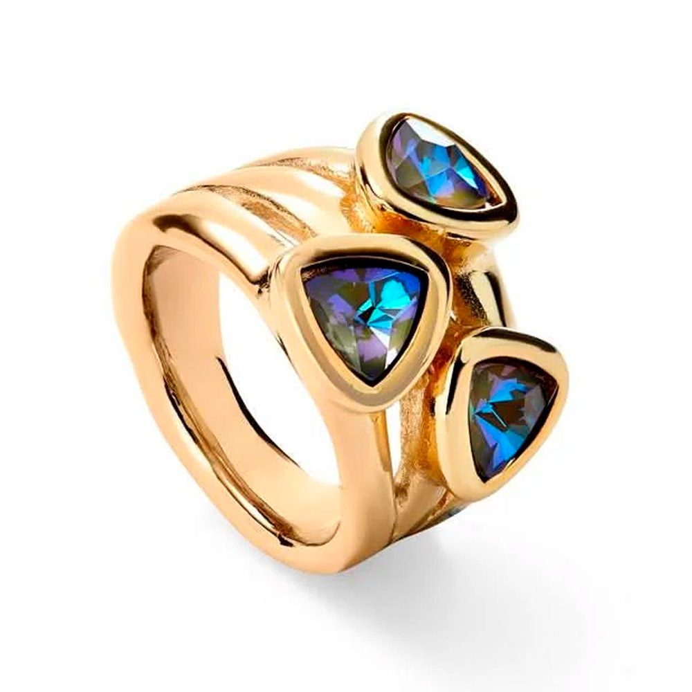Кольцо Ser Camaleonica с кристаллами-хамелеонами, с золотом