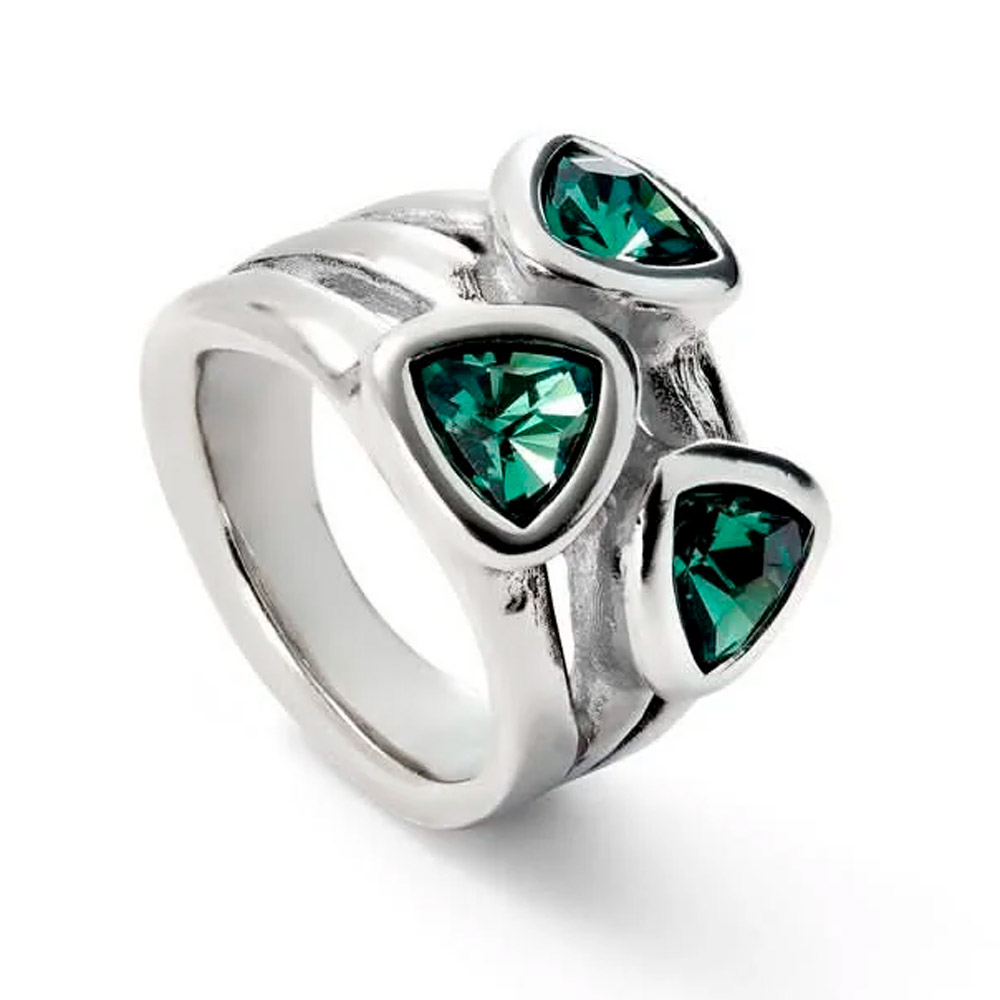 Кольцо Ser Camaleonica с зелеными кристаллами, с серебром