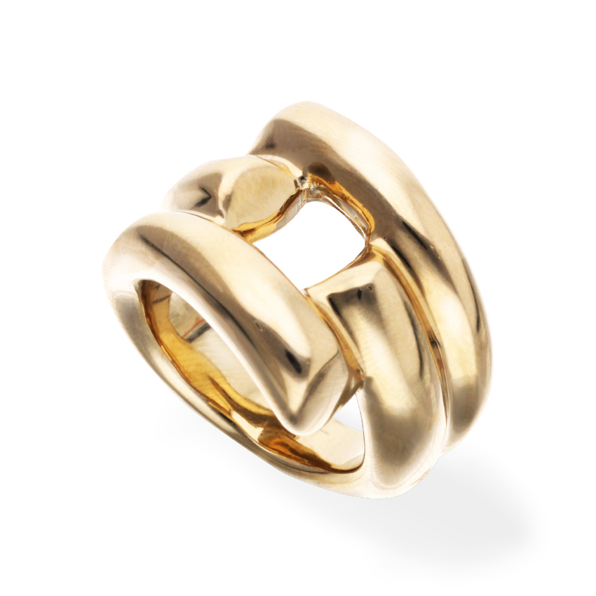 Кольцо Ветвь тройная ROOTS, с золотом