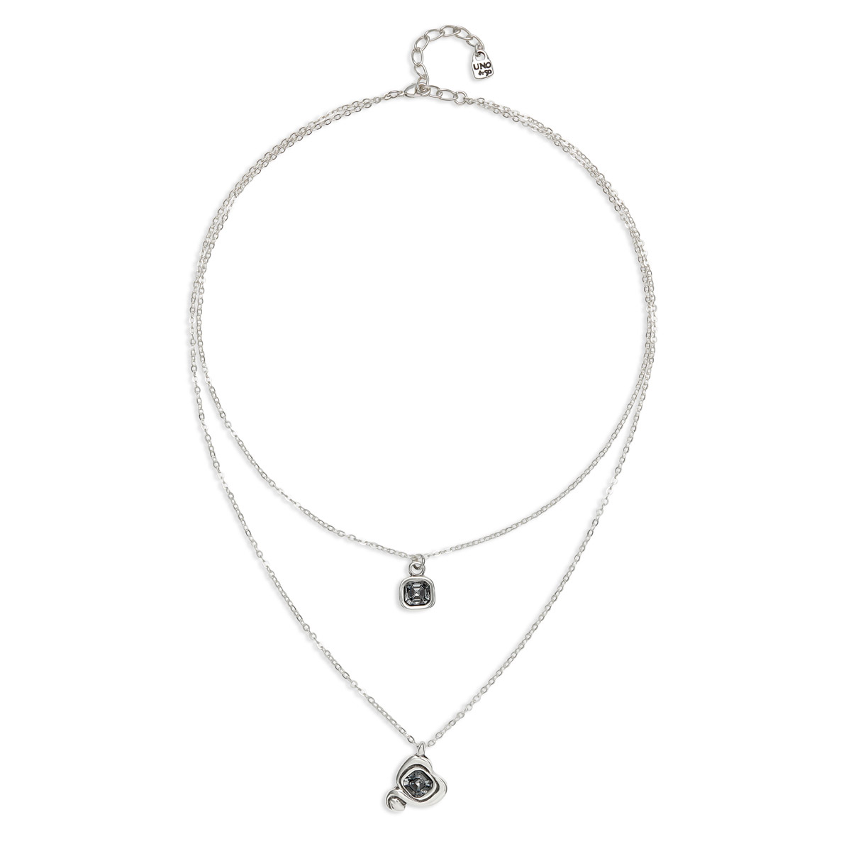 Двойное ожерелье Ser Expresiva с черным кристаллом, с серебром