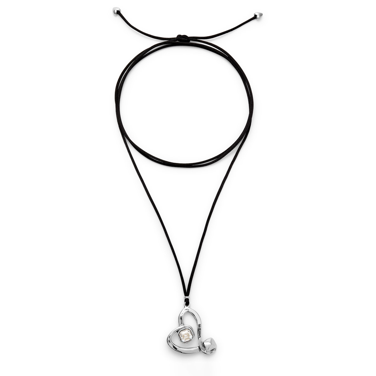 Ожерелье Ser Expresiva с белым кристаллом, с серебром на текстильном шнурке