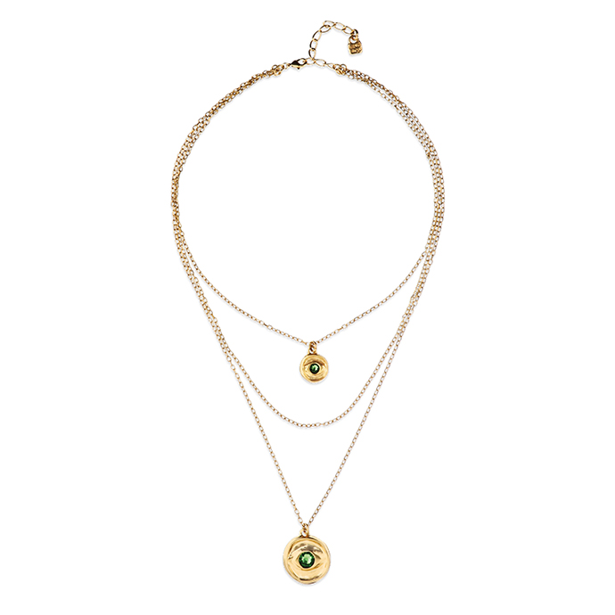Ожерелье глаз Ser Intuitiva с зеленым кристаллом, с золотом