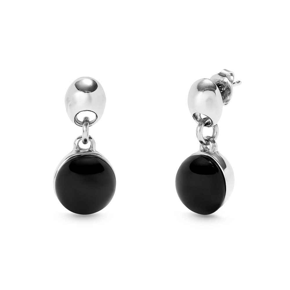 Серьги Ser Fascinante с черным муранским стеклом, с серебром