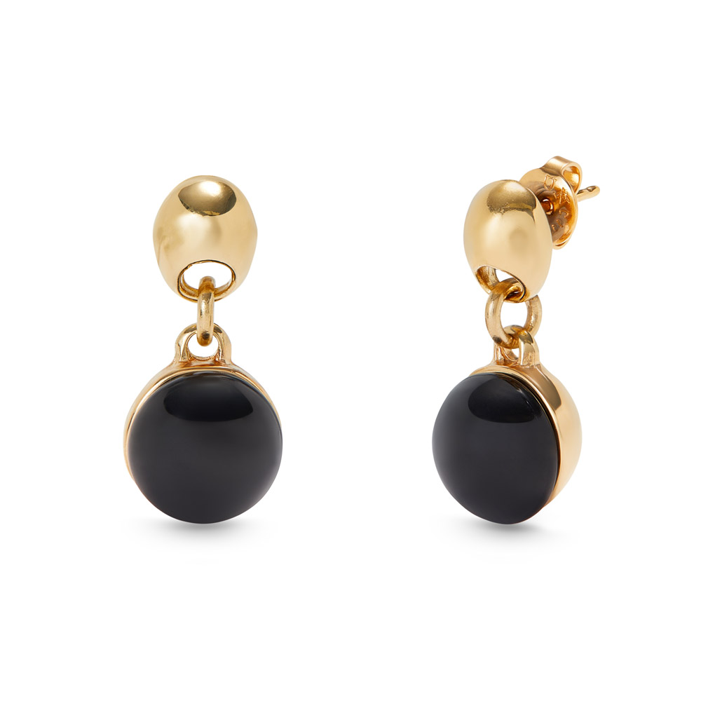 Серьги Ser Fascinante с черным муранским стеклом, с золотом