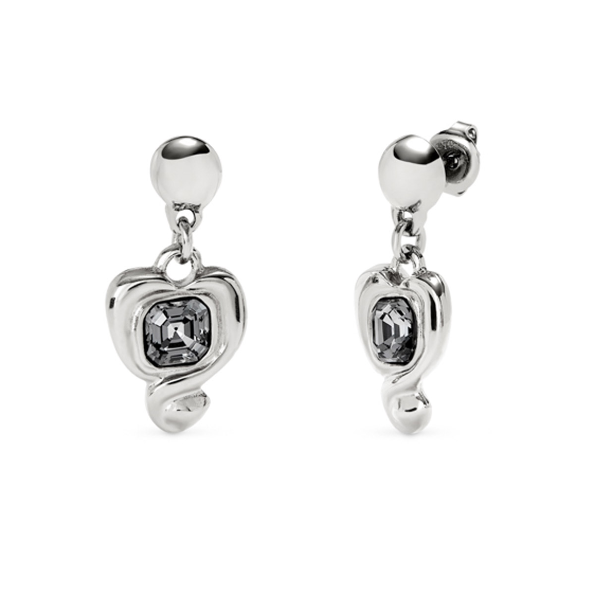 Серьги Ser Expresiva с черным кристаллом, с серебром