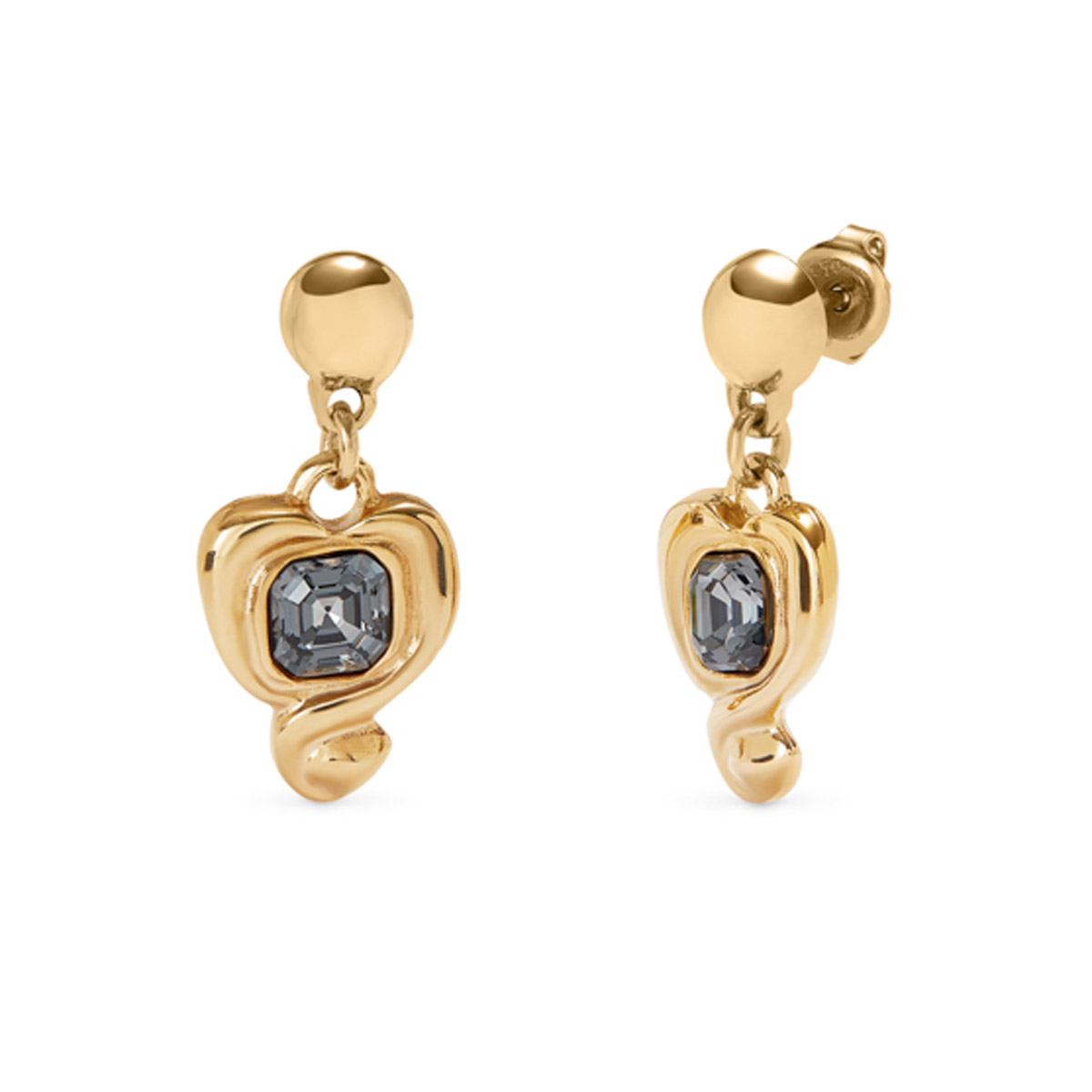 Серьги Ser Expresiva с черным кристаллом, с золотом