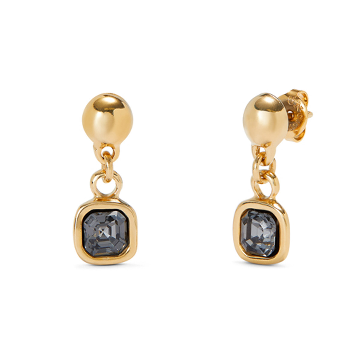 Серьги Ser Expresiva с черным кристаллом, с золотом