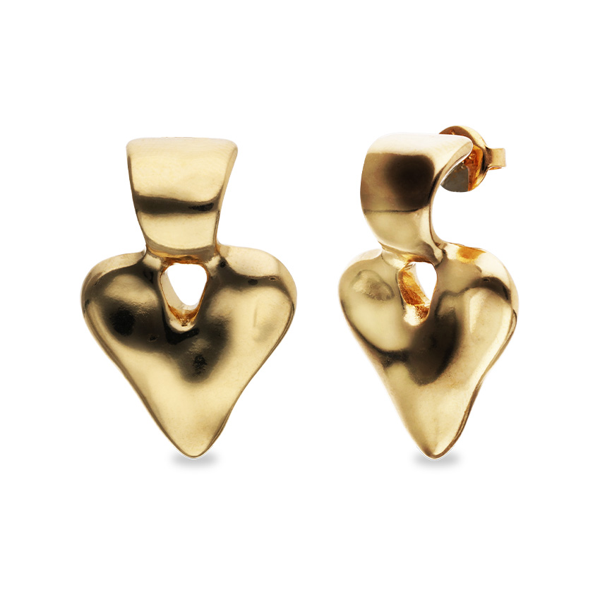 Серьги Сердце Beat, с золотом