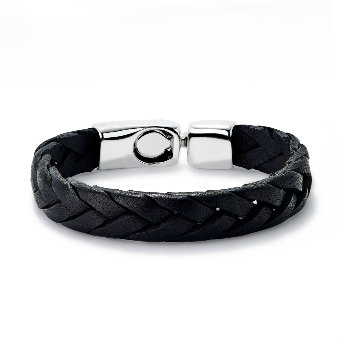 Черный кожаный браслет Ser Natural, с серебром