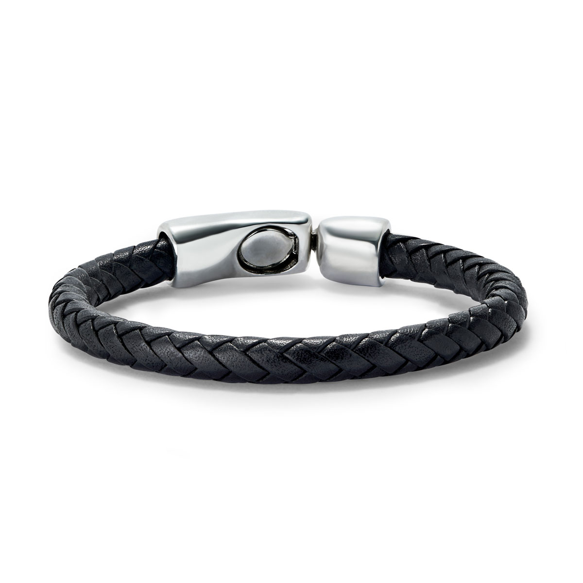 Черный кожаный браслет Ser Natural, с серебром