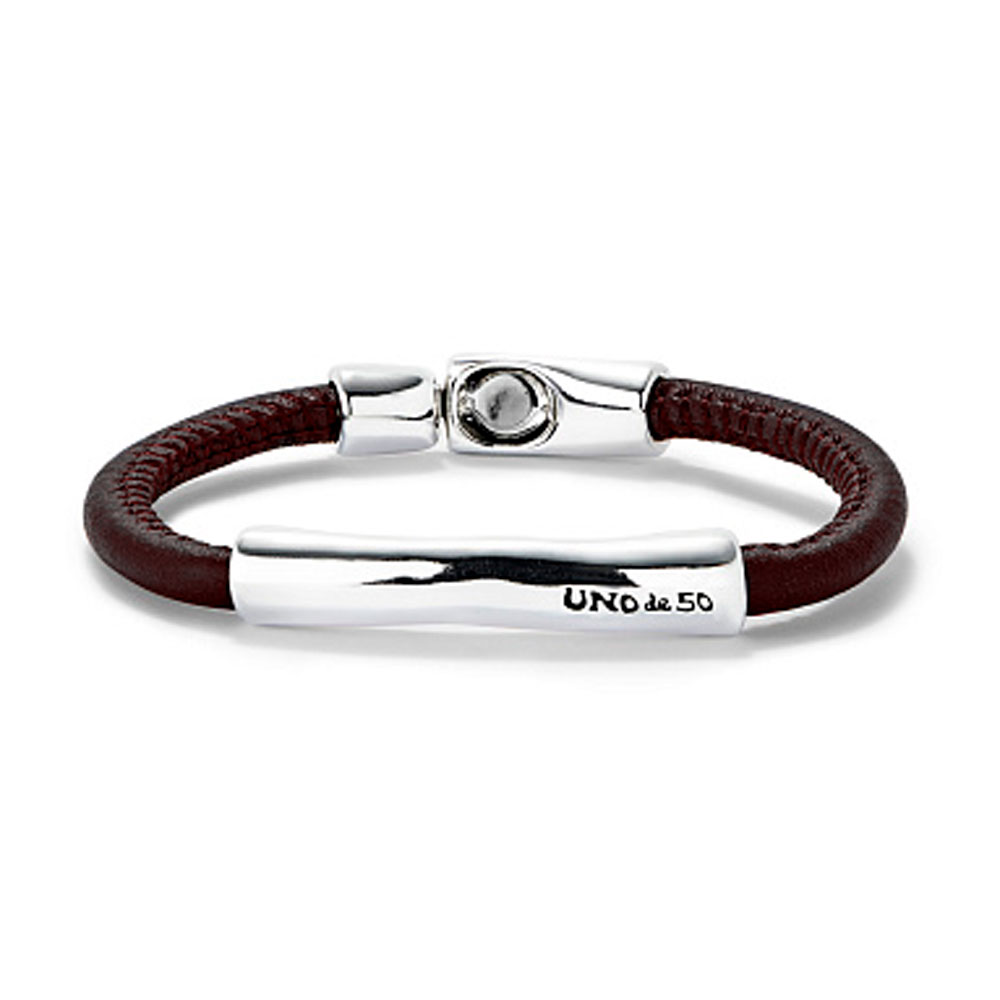 Темно-коричневый кожаный браслет Ser Natural, с серебром