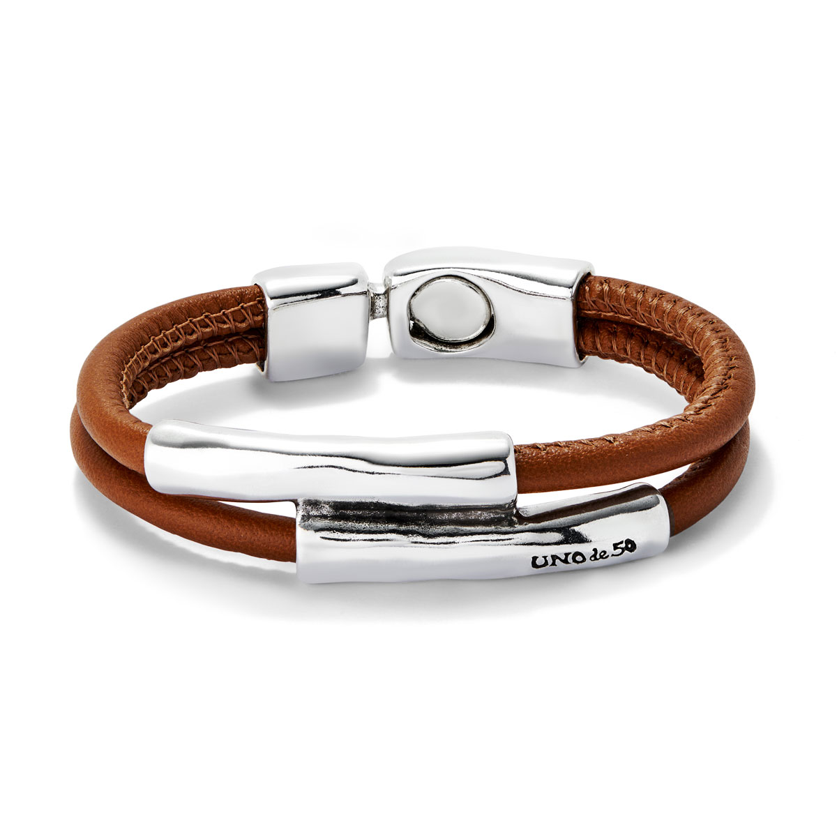 Коричневый кожаный браслет Ser Natural, с серебром