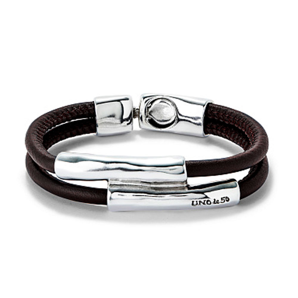 Темно-коричневый кожаный браслет Ser Natural, с серебром