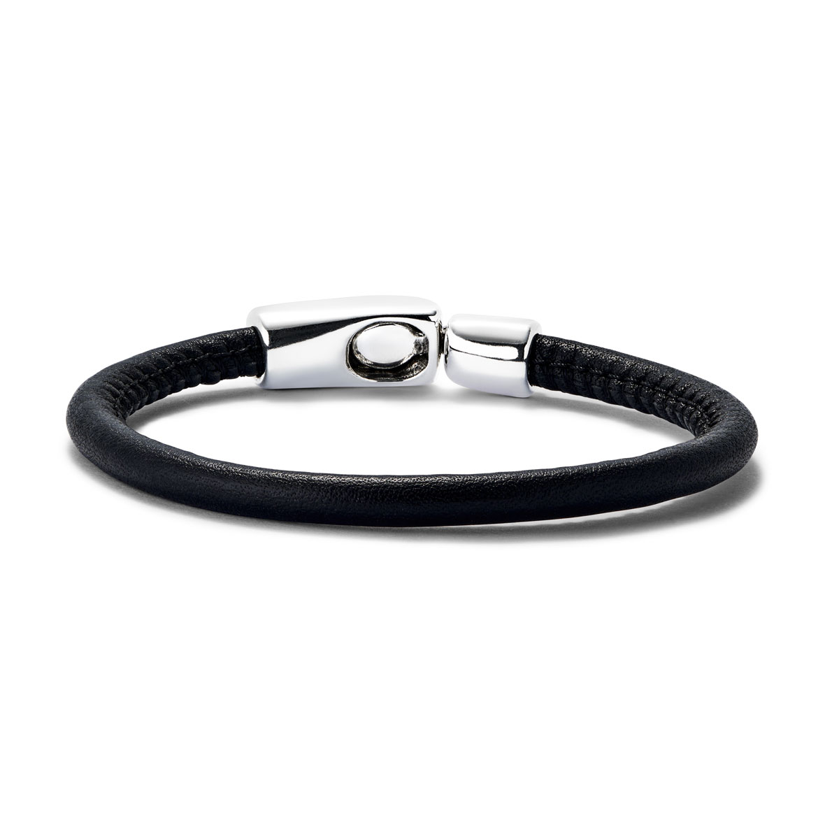 Черный кожаный браслет Ser Natural, с серебром