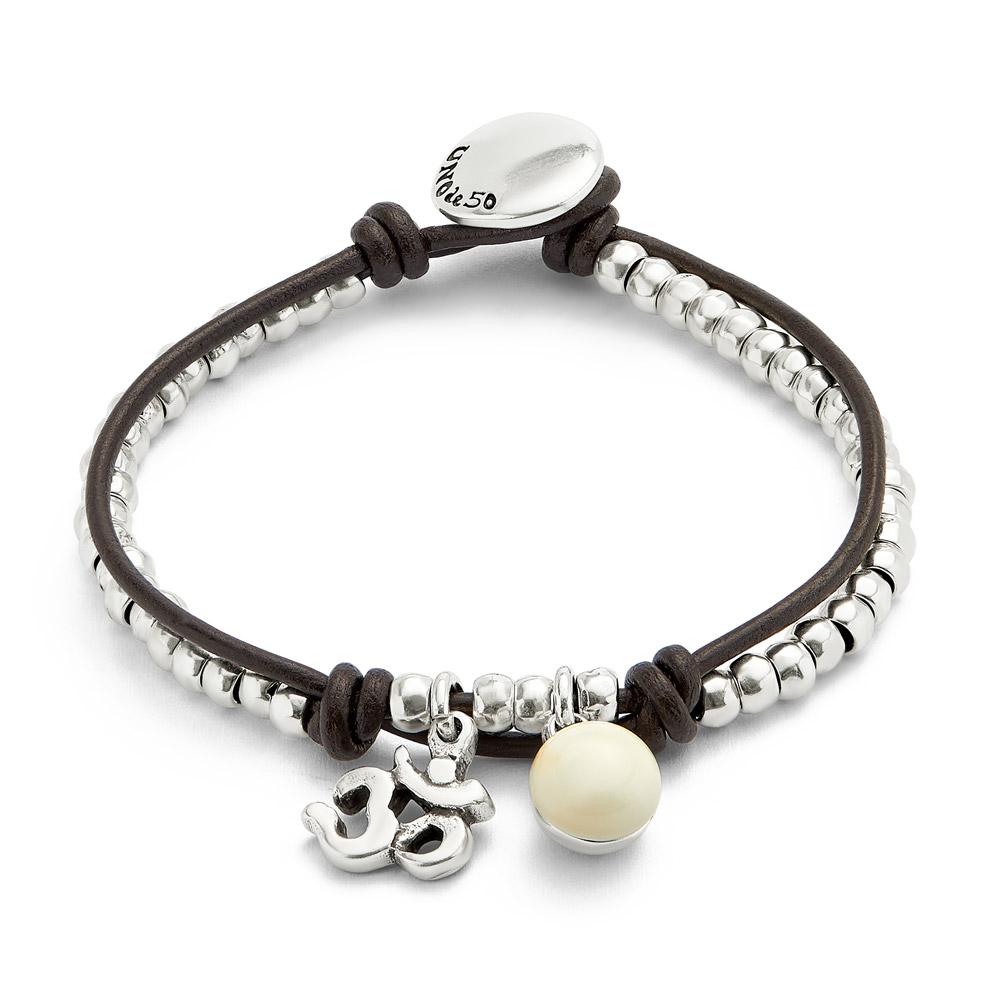 Браслет Ser Fascinante с белым муранским стеклом, с серебром