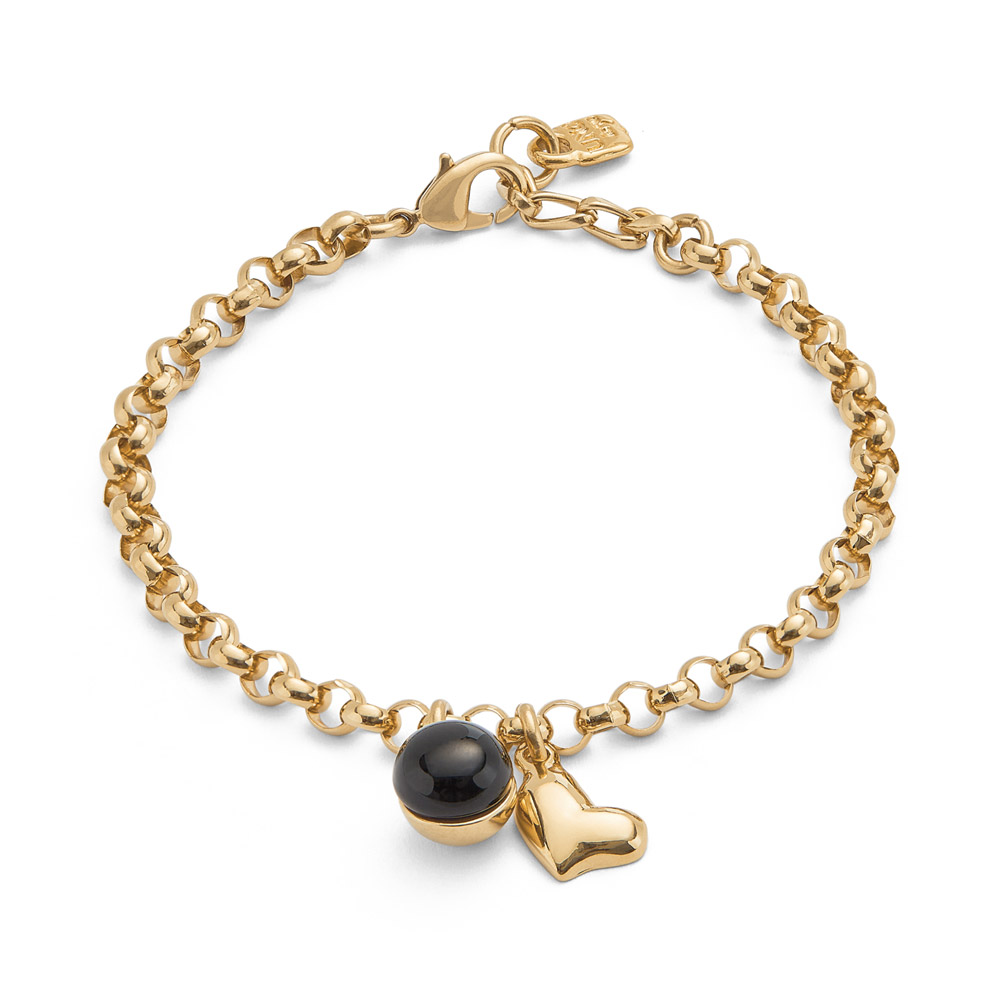 Браслет Ser Fascinante с черным муранским стеклом, с золотом