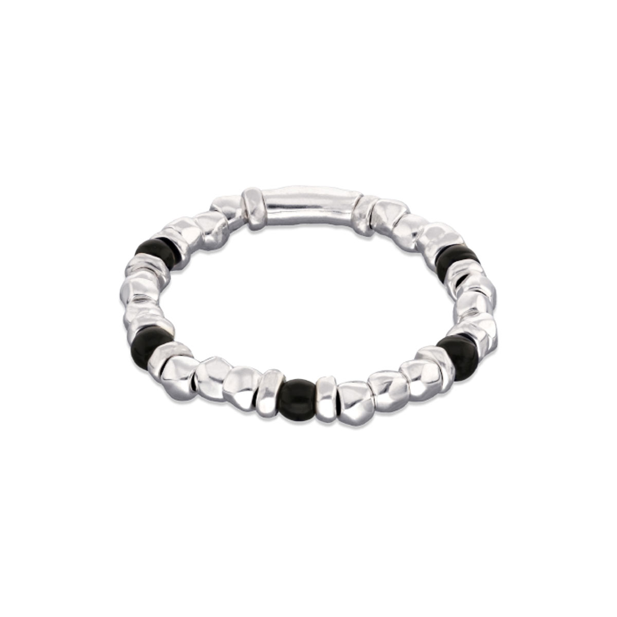 Браслет Ser Imparable с черным муранским стеклом, с серебром