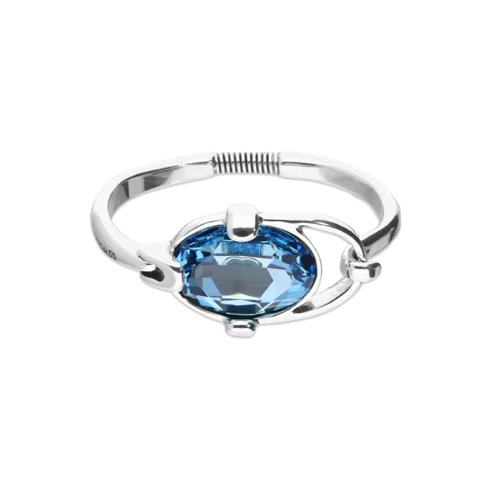 Жесткий браслет Ser Deslumbrante с голубым кристаллом, с серебром