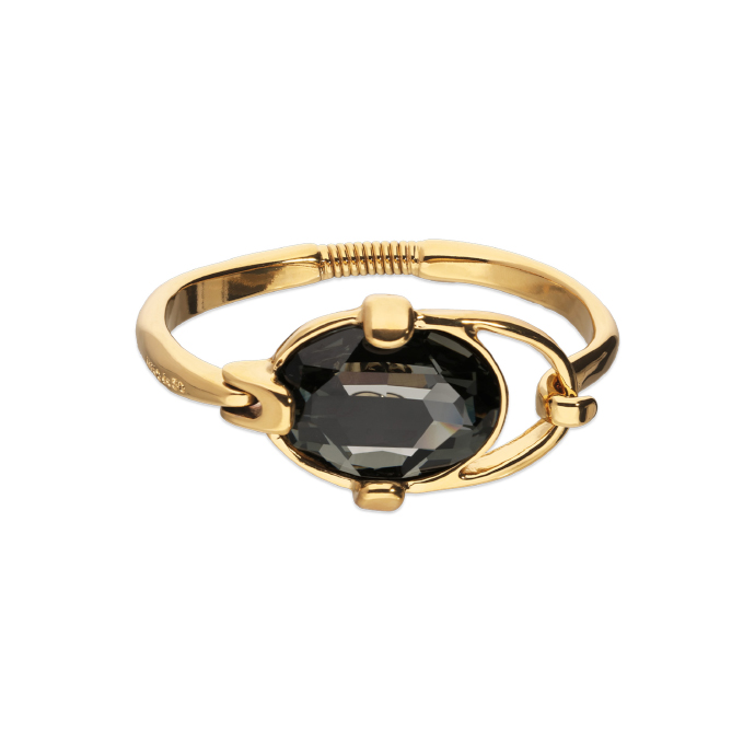 Жесткий браслет Ser Deslumbrante с серым кристаллом, с золотом