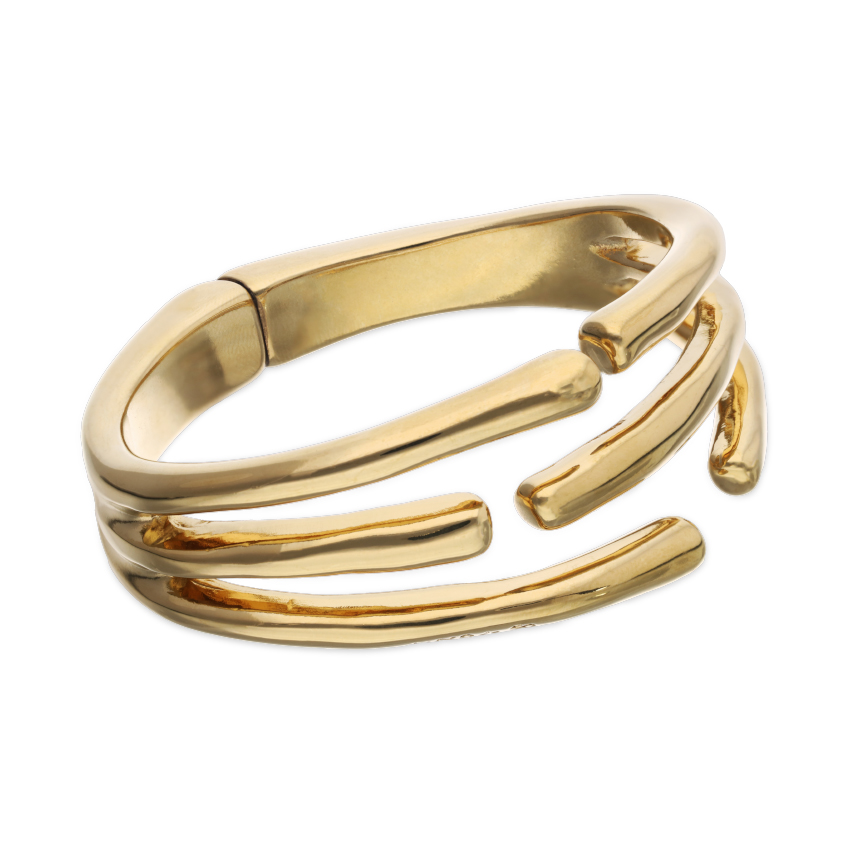 Жесткий браслет Ветвь тройная ROOTS, с золотом